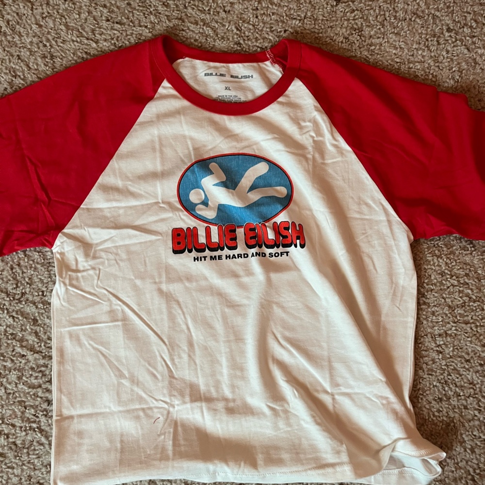 Billie Eilish Red and White Short Sleeve Tee